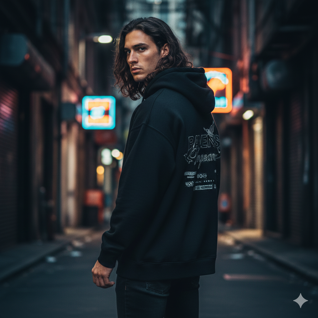 Black Bird Unisex Oversized Hoodie